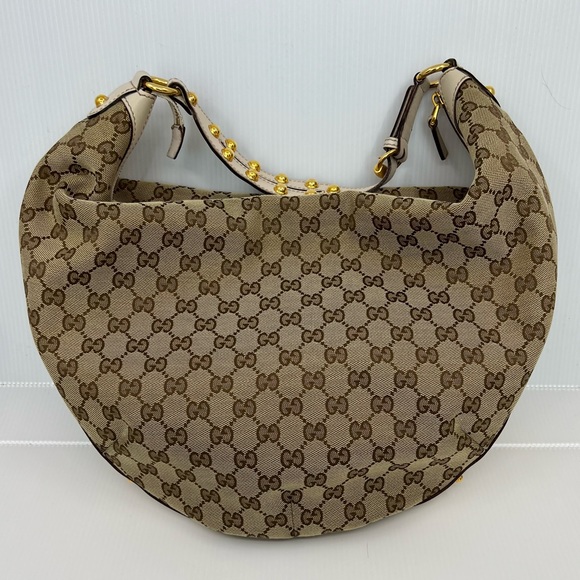 Gucci Biba Monogram Canvas Studded Hobo Bag - Picture 3 of 14